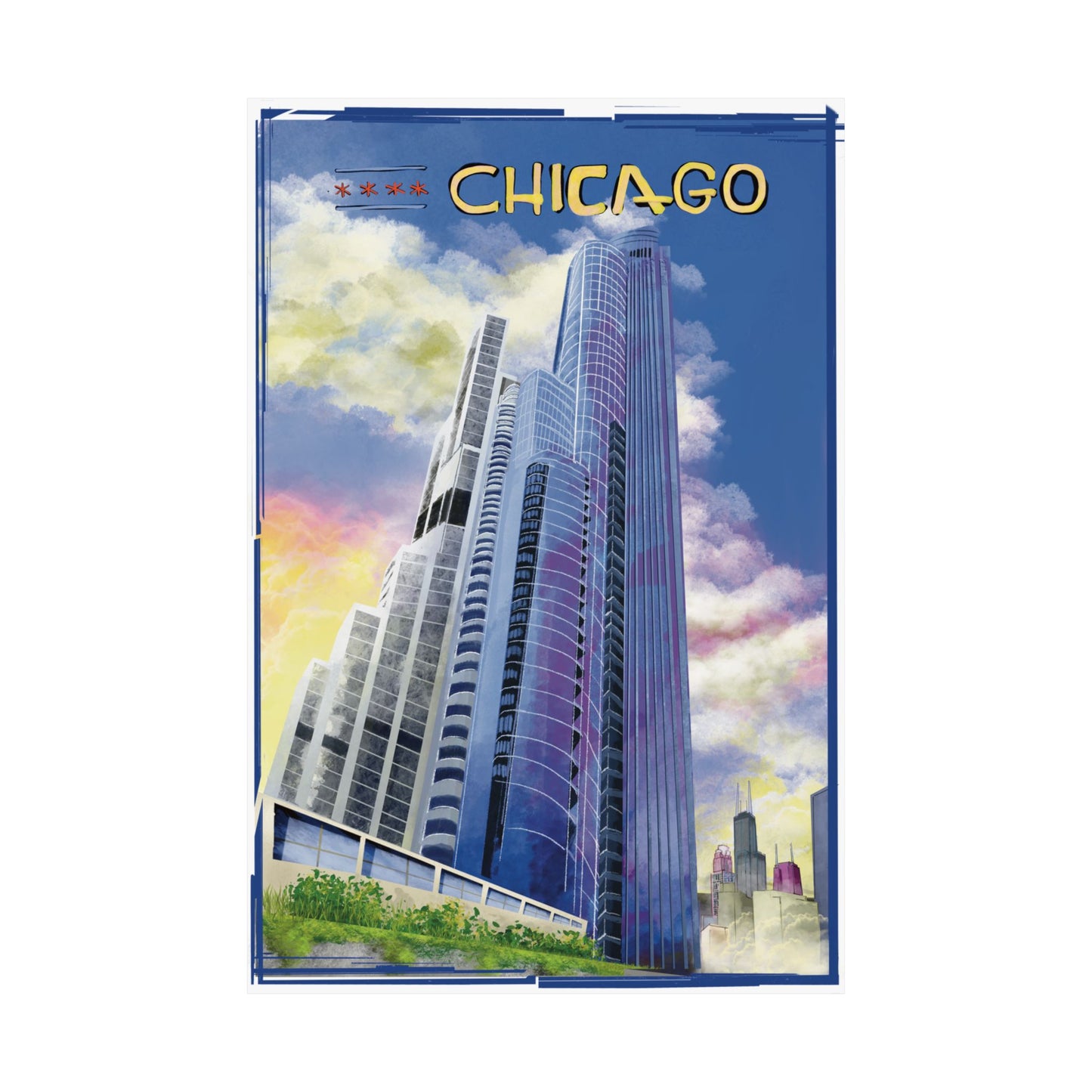 Torres del South Loop de Chicago [Ilustración artística impresa]