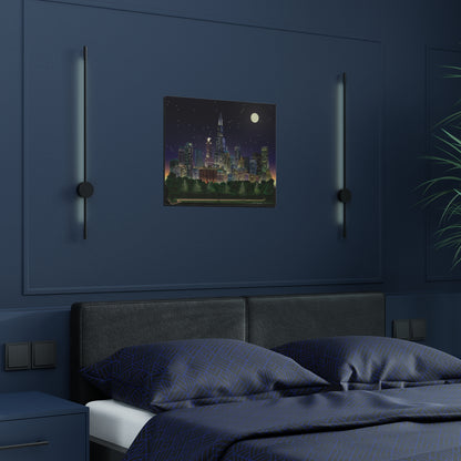 Noche de luna llena en Chicago [Ilustración artística impresa]