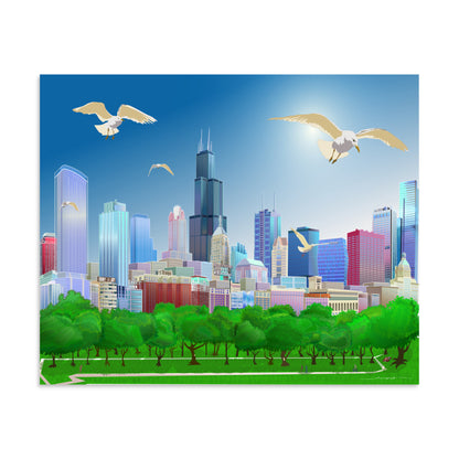 Gaviotas de Chicago [Ilustración artística impresa] 