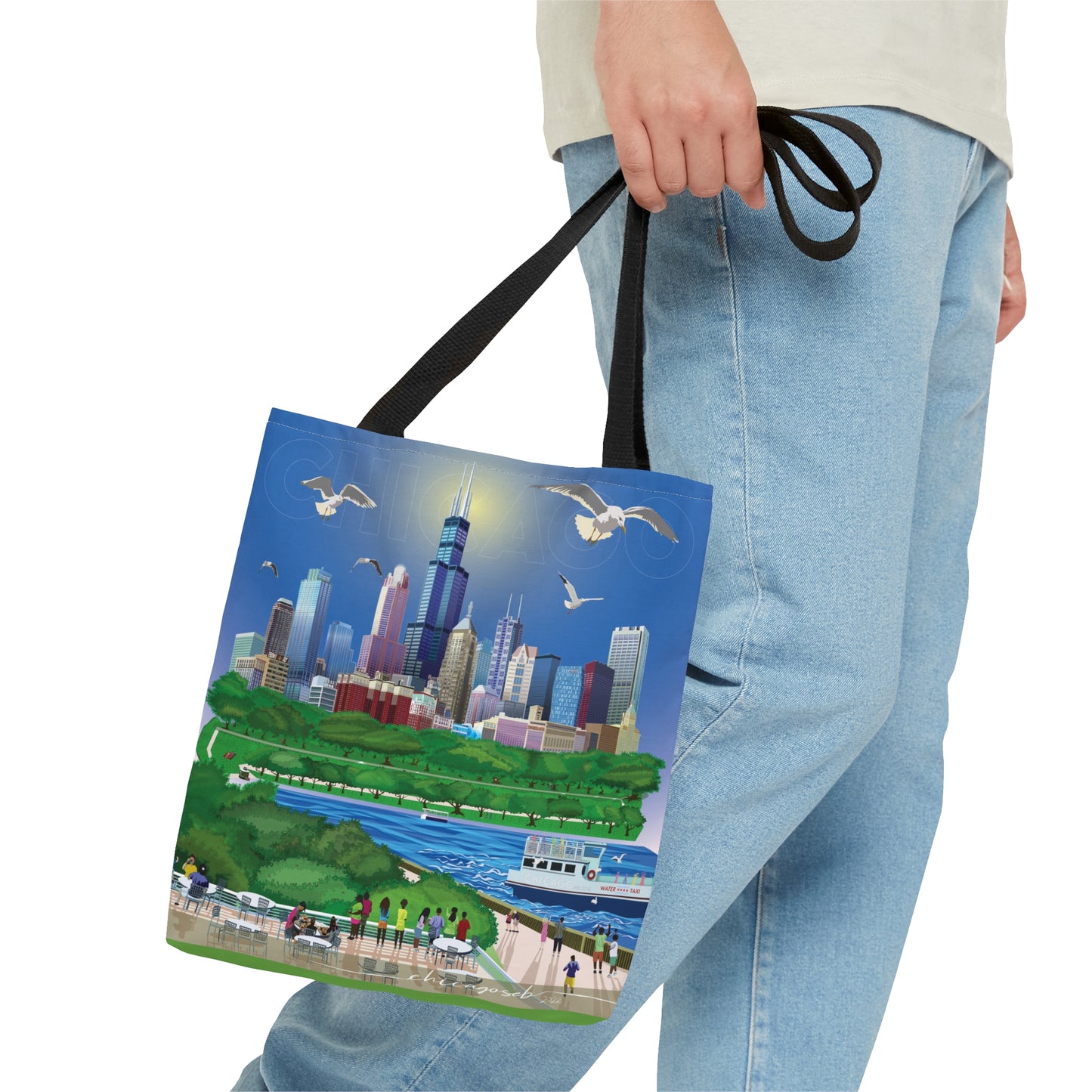 Chicago desde el Shedd [Bolsa de mano de lona]