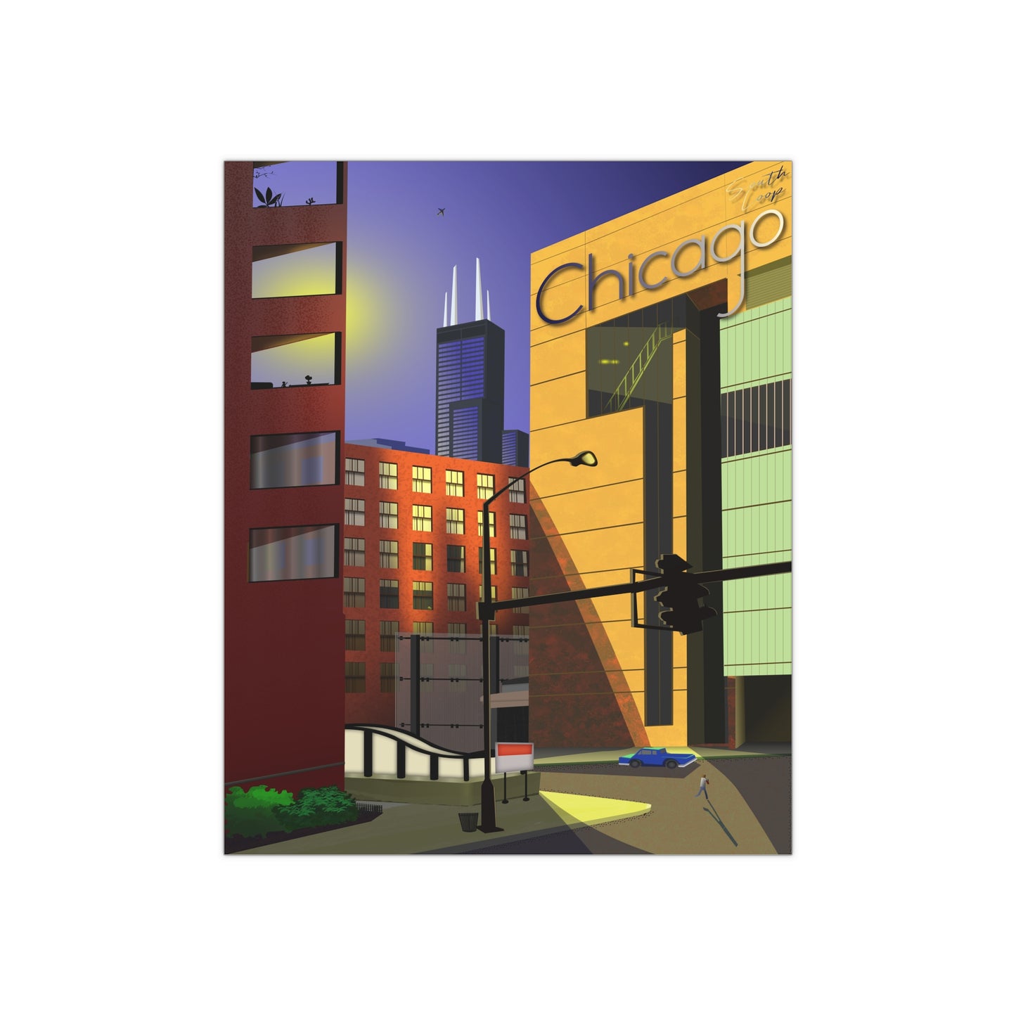 Atardecer en South Loop [Ilustración artística impresa]