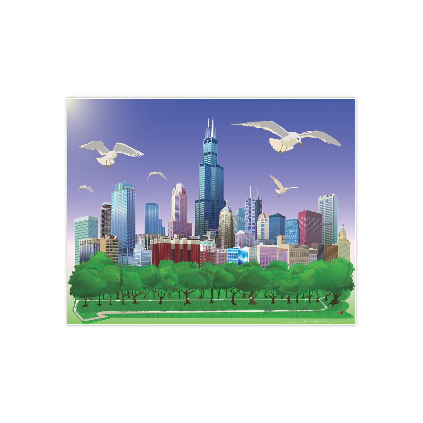 Gaviotas de Chicago [Ilustración artística impresa] 