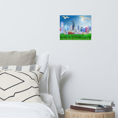 Gaviotas de Chicago [Ilustración artística impresa] 