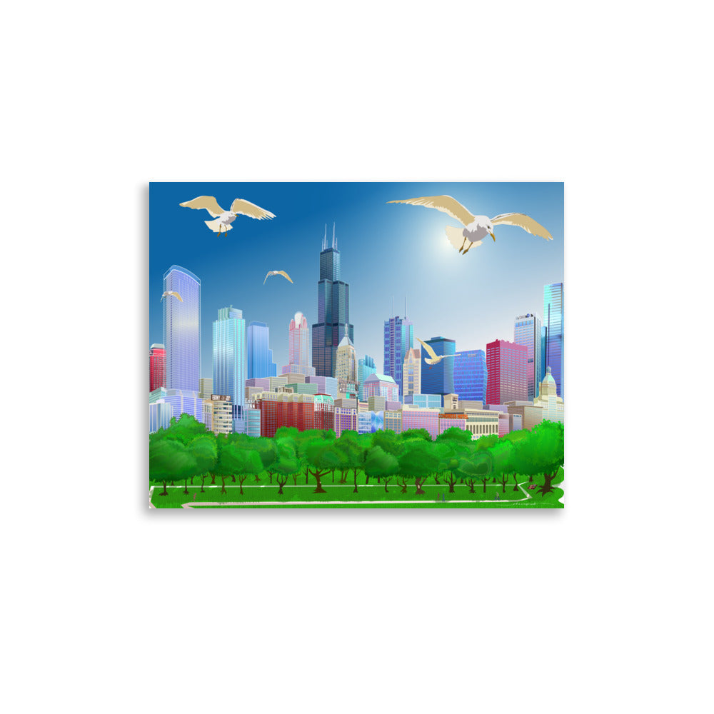 Gaviotas de Chicago [Ilustración artística impresa] 