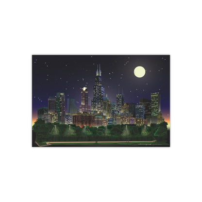 Noche de luna llena en Chicago [Ilustración artística impresa]