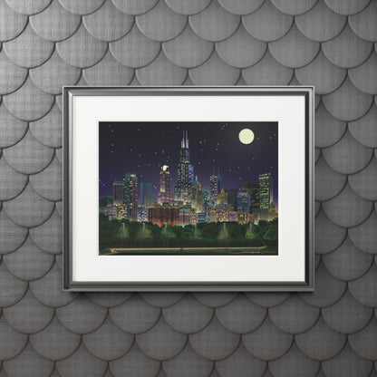 Noche de luna llena en Chicago [Impresión artística enmarcada en papel]