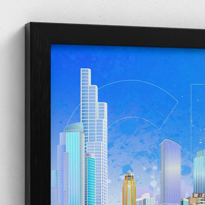 Panorámica del atardecer invernal en Chicago [Ilustración artística enmarcada] 