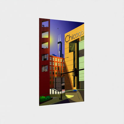 Atardecer en South Loop [Ilustración artística impresa]
