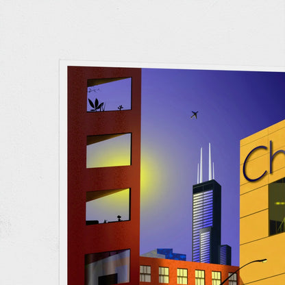 Atardecer en South Loop [Ilustración artística impresa]